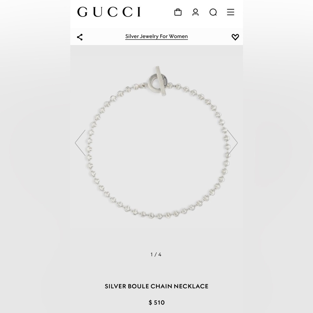 Gucci SILVER BOULE CHAIN NECKLACE used
